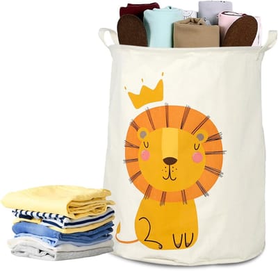 Vouwbare Wasmand voor Kinderen met Leeuw Ontwerp, Waterdicht, Ideaal voor Speelgoed en Kledingopslag