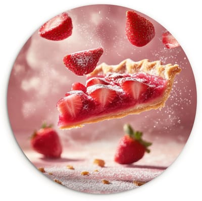 WallCircle® Wandcirkel 120x120 cm - Muurcirkel Aardbei - Taart- Eten - Roze - Muurdecoratie woonkamer - Wanddecoratie slaapkamer - Kamer decoratie accessoires - Ronde schilderijen XXL