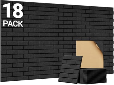 Solidchoice- Akoestische Panelen - Zelfklevend - 18 Stuks - 30 x 30 x 0,9 cm - Geluidsisolatie - Wanddecoratie - 3D Baksteenontwerp - Geluidsisolatiepanelen