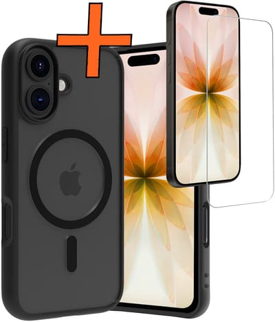 Hoes - Met Screenprotector - Geschikt voor Apple iPhone 17 - Magsafe Compatible - Sterk & Shockproof - Back Cover - Shock Proof Case - Telefoon Hoes - Zwart