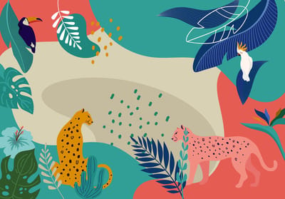 Fotobehang Jungle Rendezvous - Meerkleurig - 2,80m X 400cm