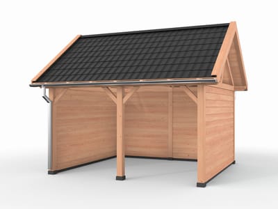 Douglas overkapping zadeldak, 500 x 400, met achterwand en twee zijwanden, Westwood Ruiter Premium