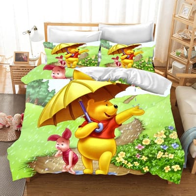 Winnie de Poeh Beddengoedsets Schattige Beer Dekbedovertrek Bedsprei Dekbedovertrek Kussensloop 2-3 Stuks Sets Slaapkamerdecoratie EU Super king260x220