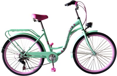 Viking Choice 26 inch meisjesfiets - Mintgroen/Roze - 7 versnellingen - Stalen frame