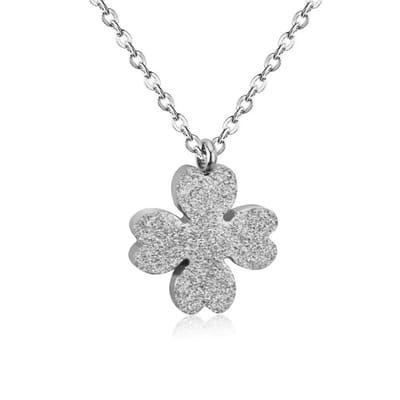 Planet Pink - Ketting klavertje vier bedel zilver - Stainless Steel - Roestvrij Staal rvs - Waterproof