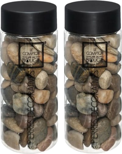 Atmosphera middelgrote decoratie/hobby stenen - 2x - bruin mix - 750 gram - Aquarium en vazen vulling - steentjes