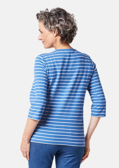 Meerkleurig gebreid, gestreept shirt - koningsblauw / wit - Gr. 40 van Goldner Fashion