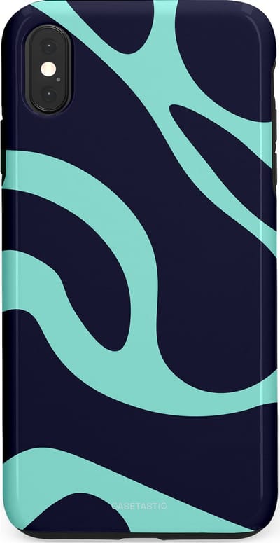 Casetastic Hoesje Geschikt voor Apple iPhone Xs Max - Stijlvolle Beschermende Duo-layer Case - Golvenritme Aqua-Marine