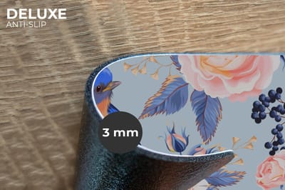 Placemats - 6 stuks - 45x30 cm - Placemat kunststof - Patronen - Roos - Vogel - Blauw - Borden onderleggers - Decoratie voor op tafel - Keuken tafeldecoratie accessoires - Vinyl onderlegger - Tafelversiering