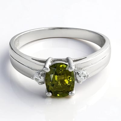 Cavill - Zilveren ring met 1,09ct Koper Toermalijn - 925 Sterling Zilver met Platina - Ovale Mozambique edelsteen - Luxe elegant