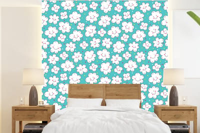 Behang - Fotobehang Patronen - Wolk - Lucht - Jongens - Kinderen - Kids - Breedte 220 cm x hoogte 240 cm