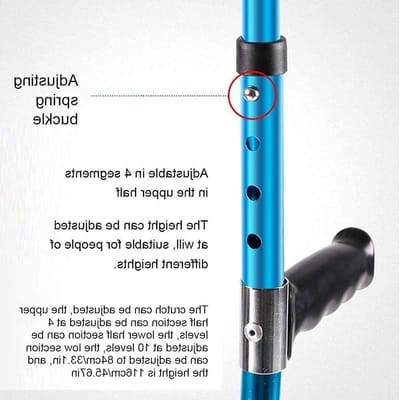 Opvouwbare wandelstok - Verstelbare kruk - Ondersteuning bij mobiliteit - Open halfronde armleuning - Verstelbaar - Blauw