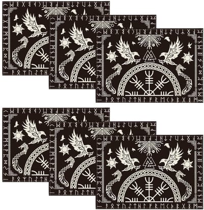 Dailygoody - Placemat - Viking levensboom - 6 stuks - 30 x 45 cm - Wasbaar - Antislip - Voor keuken en feestdecoratie
