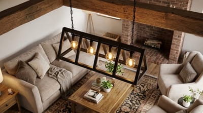 Hanglamp House&Garden Roof Industrial Design XXL – Zwarte Metalen Prisma Hanglamp 4-lichts E27 – Grote Industriële Hanglamp voor Eettafel, Keuken, Woonkamer & Restaurant – 95x95x38 cm