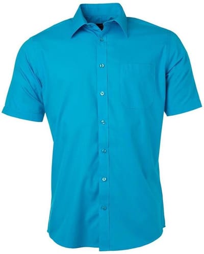 Daiber Herenshort Poplin Shirt met korte mouwen (Turquoise)