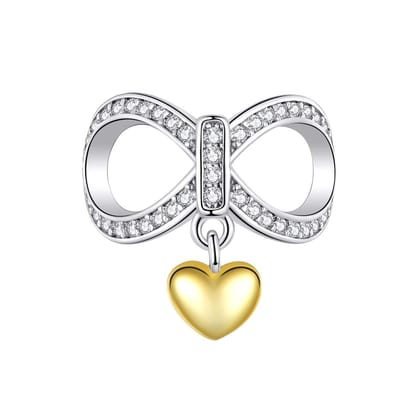Infinity love gold hartje bedel | bedels voor armband | Oneindig bead | hart bedels beads cadeau | Zilverana | geschikt voor alle bekende merken | 925 zilver | moederdag