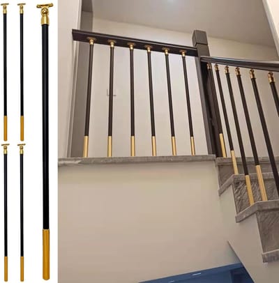 Trap Balusters - Reling Palen - Terras Afscheiding - Verstelbare Beugels - 120 cm - Zwart