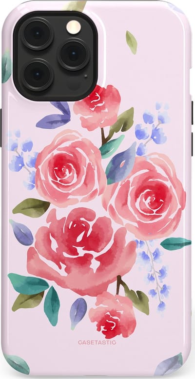 Casetastic hoesje geschikt voor Apple iPhone 12 Pro Max - MagSafe - Dubbellaagse bescherming - Aquarel pracht - Fashion Case - Lichtroze Lavendel