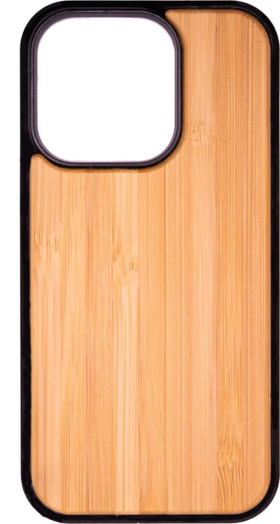 Houten Telefoonhoes Geschikt Voor Iphone 14 PRO - Houten Telefoonhoes - Houten Case - Bamboo Hout - Zwart - Beschermende Bumper