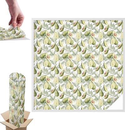 Tulup Raamfolie Anti inkijk - Avocadobladeren Anti inkijk Raamfolie - 100x100 cm - Groente Raamfolie Tegen inkijk - Zelfklevende Anti inkijk Folie Glas in Lood - Voor de keuken, hal en woonkamer - Zonwerende Raamfolie Glas in Lood