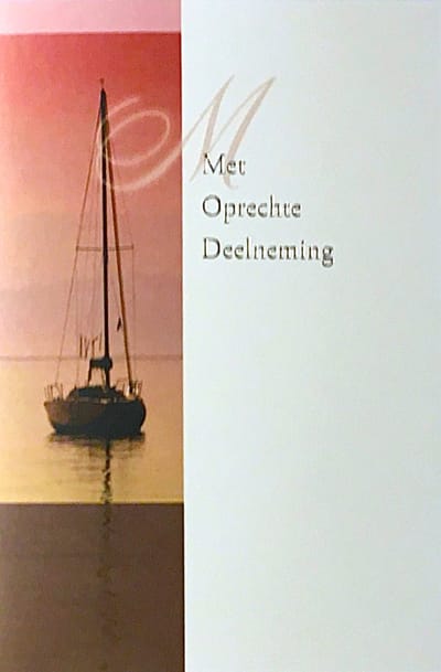 Luxe Wenskaart Deelneming - Condoleance - Overlijden - Oprechte Deelneming - Art of Cards - 11,5x17cm - Dubbele Kaart - Met Envelop - Luxe Wens Kaart - Greeting Card - 1 Stuks - In Folie Apart Verpakt - Angel 18 - Boot - Gratis Verzonden