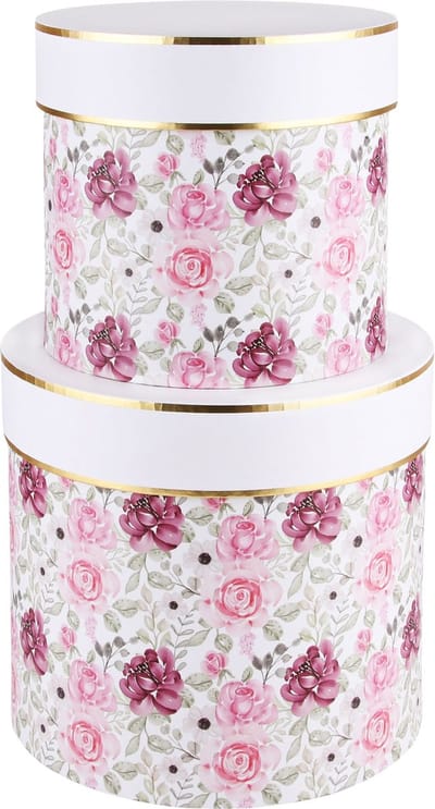 Dekoratief | Set 2 tondozen 'Romantic Flowers', 23x23x20cm | A220071