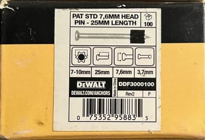 DeWalt DDF3000100 PAT Nagel Verzinkt 25x3.7mm 100 Stuks