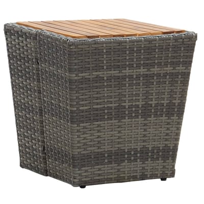 vidaXL - Theetafel - 41,5x41,5x43 - cm - poly - rattan - massief - acaciahout - grijs