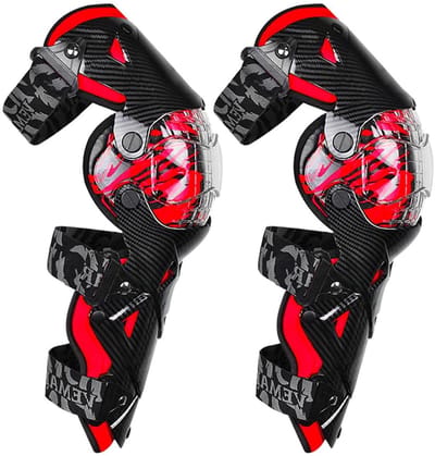 Motorfiets Kniebeschermers - Motorcross Beschermers - Bescherming tijdens het rijden - Dubbele kromming ontwerp - 2 stuks - Rood
