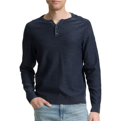 Tom Tailor - Ronde hals Trui - Heren - XXL - Blauw - Katoen - 1048005