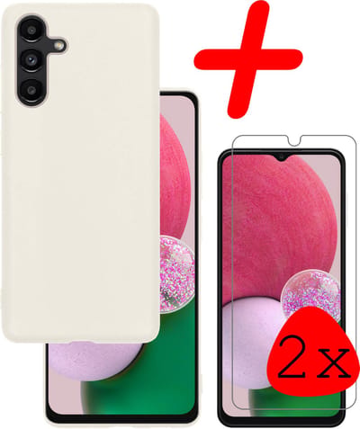 Hoesje Met 2x Screenprotector - Geschikt voor Samsung Galaxy A13 5G - Sterk & Shockproof - Back Cover - Siliconen Case - Telefoon Hoes - Wit