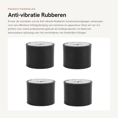 Dailygoods- Isolatorbevestigingen Antivibratie - Binnendraad M10 - 4 Stuks - DE40x30 - Trillingsdemping - Schokbestendig - Trillingsisolator