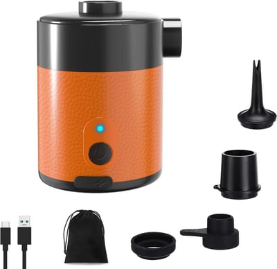 Mini Elektrische Luchtpomp - Draagbare Pomp Accu - Luchtbedden Opblazen - 2-in-1 Ophlazen Afzuigen - 5000 Pa - Oranje