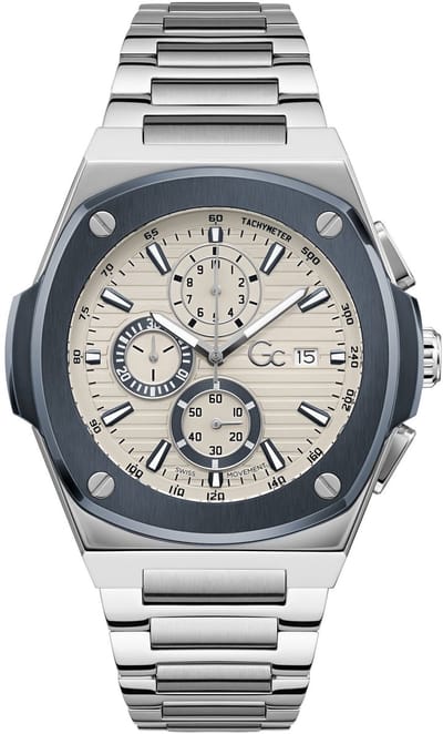 Gc Gc Coussin Shape Chrono Metal Quartz Chronograafhorloge Zilverkleurig Kast Gemaakt Van 100% Roestvrij Staal En Een Armband Van 100% Roestvrij Staal 44 Y99023G1