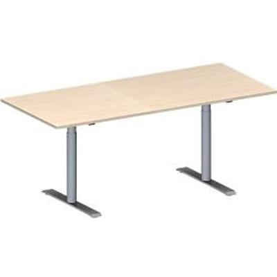 Schäfer Shop  Genius Vergadertafel MODENA FLEX, in hoogte verstelbaar, rechthoekige vorm, T-poot ronde buis, B 1800 x D 800 mm, esdoornpatroon