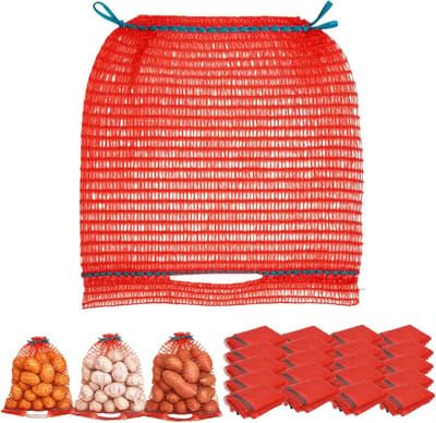 Raschel zakken 30×50 cm - 50 stuks stevige netzakken voor aardappelen, uien, appels en groenten met trekkoord