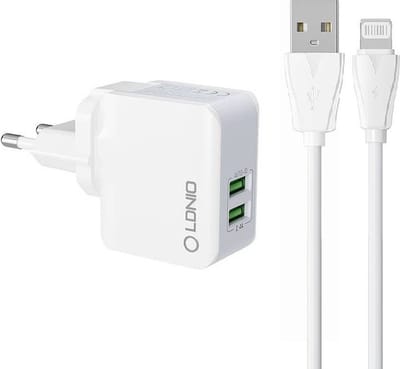 LDNIO - A2203 - Dual USB oplader + Geschikt voor: Lightning kabel - Geschikt voor: Apple iPhone - X / Xs / Xs Max / 11 / 12 Pro / 12 Pro Max / 13 / 13 Pro / 13 Pro Max / 14 / 14 Pro / 14 Pro Max