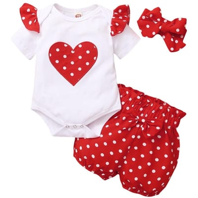 0-18 Maanden Pasgeboren Baby Meisje Schattige Stippen Zomer Outfit Set Korte Mouw Rompertje+Broek+Hoofdband Peuter Meisjes Kleding 90 (6-12M) white