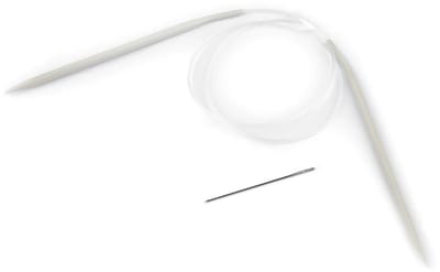 1 rondbreinaald aluminium grijs - 5,5mm x 80cm - breinaald voor rondbreien + 1 stopnaald voor wol
