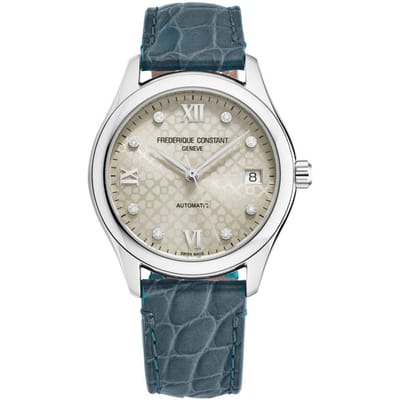 Frédérique Constant FC-303LGD3B6 Horloge - Leer - Blauw - Ø 36 mm