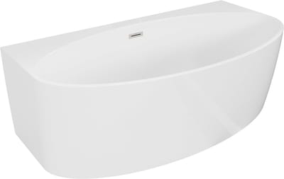 Mexen Bruna vrijstaande wandbad 170 x 88 , wit glans, overloop geborsteld nikkel - 52731708800-97