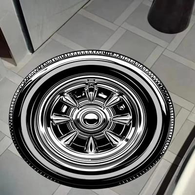 Innovatieve Vloermat in Bandenvorm Antislip Groot Rond Tapijt voor Autoliefhebbers Perfect Kleed voor Jongenskamer Huisdecoratie Diameter 60cm(23in)