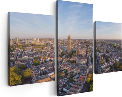 Artaza Canvas Schilderij Drieluik Utrecht Vanuit De Lucht - 90x60 - Foto Op Canvas - Canvas Print