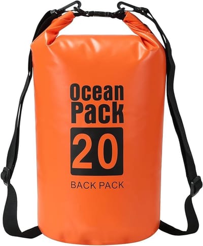 Famanu – Waterdichte draagtas - 20L PVC draagzak rugzak 100% waterdicht met verstelbare dubbele schouderriem voor kajakken - raften - varen - wandelen - kamperen - reizen - vissen - zee - zwemmen (oranje)