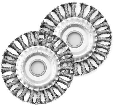 Set van 2 ronde borstels, gevlochten draadborstels voor hoekslijpers, duurzame staalborstels met lange levensduur (125 x 20 mm)
