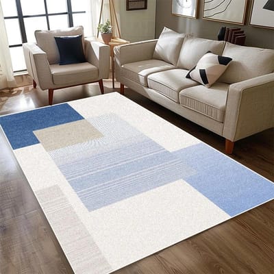 Modern Blauw Wit Tapijt Woonkamer Eenvoudige Stijl Decoratie Huis Sofa Gebied Wasbaar Kleed Slaapkamer Bedzijde Antislip Pluche Voetmat 80*120cm