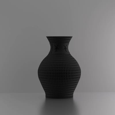 3d-gezellig Athene met molen - Vaas - Zwart - Maat 25 cm - 100% gerecycled PLA (bioplastic)