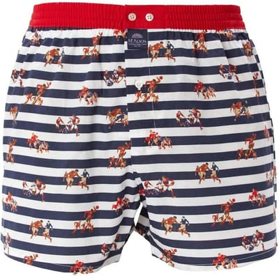 McAlson Wijde boxershort - White/Blue - maat M (M) - Heren Volwassenen - 100% katoen- M4614-M