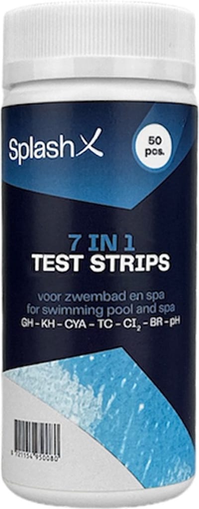 Splash-X 7-in-1 teststrips - 50 stuks - 7 waterwaardes - teststrips voor zwembad, spa & hottub