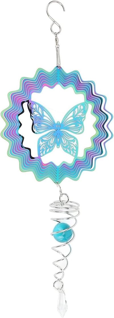 Windspinner Tuindecoratie - Metaal Draaiend - Buiten Versieren - 3D Kleurverloop - 15 cm Diameter - Gekleurd